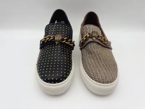 Quality Casual Durable Womens Flat Leather Shoes Black Custom With Metal D Ring wholesale
