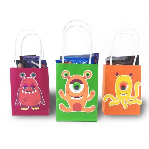 Recycled Materials Brown Paper Shopping Bags With Handles Customized Size