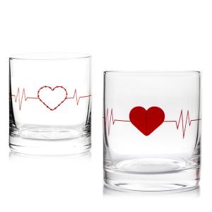 Quality Rich Shape Couple Cup Vodka Glass Custom Logo Decal Printing Glass Gift wholesale