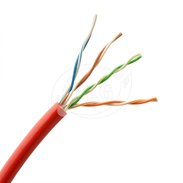 4 Pairs UTP Cat 5E Ethernet Lan Cable With Orange Or Red Jacket High Strength
