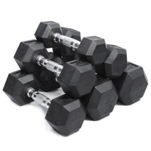 Quality 15kg Unisex Hexagon Rubber Dumbbells Non Toxic Customized wholesale