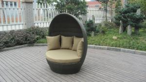 Quality Round Outdoor Rattan Daybed Furniture , Roofed Wicker Lounge Bed wholesale