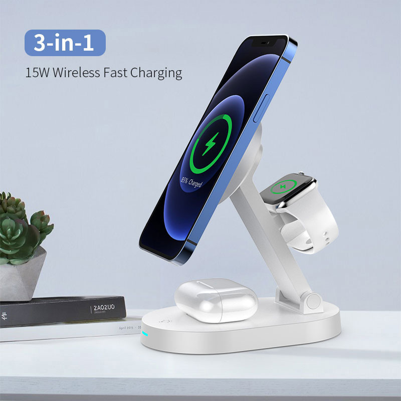 Folding Magnetic 15W Multi Function Wireless Charger For Apple Watch