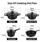 Mordern Style 13 Piece Black Cast Iron Pan Set Non Stick Coating