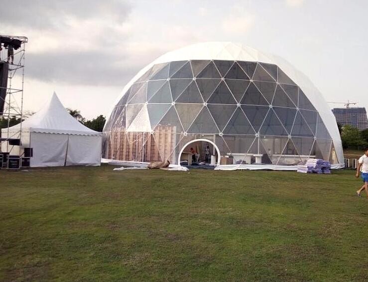 18M Waterproof Anti - UV Geodesic Dome Tent With Steel Pipes For Event Party