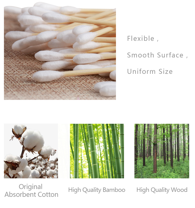 Wooden Handle Medical Cotton Swab , Sterile Cotton Buds High Absorbency
