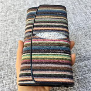 Quality Stripe Designer Authentic Stingray Skin Women's Long Clutch Wallet Genuine Leather Female Purse Lady Large Card Holders wholesale
