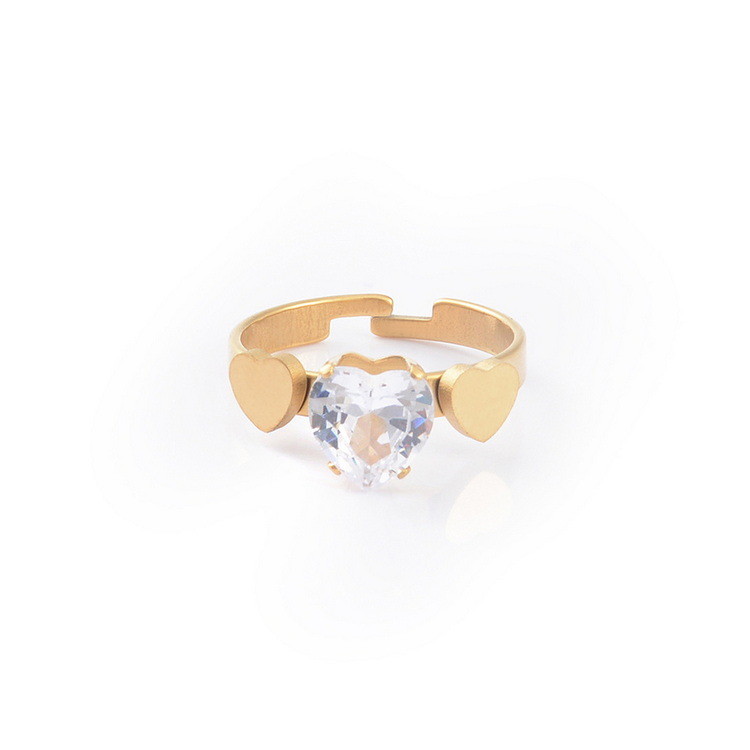 Personalized Fashion Women's Love Symmetrical Zircon Women's Stainless Steel Open End Ring