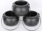 1200ML Black PP Bucket Custom Candy Jars Plastic Containers For Holloween