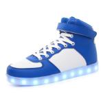 Durable Light Up High Top Sneakers , Aqua And White High Top Led Shoes