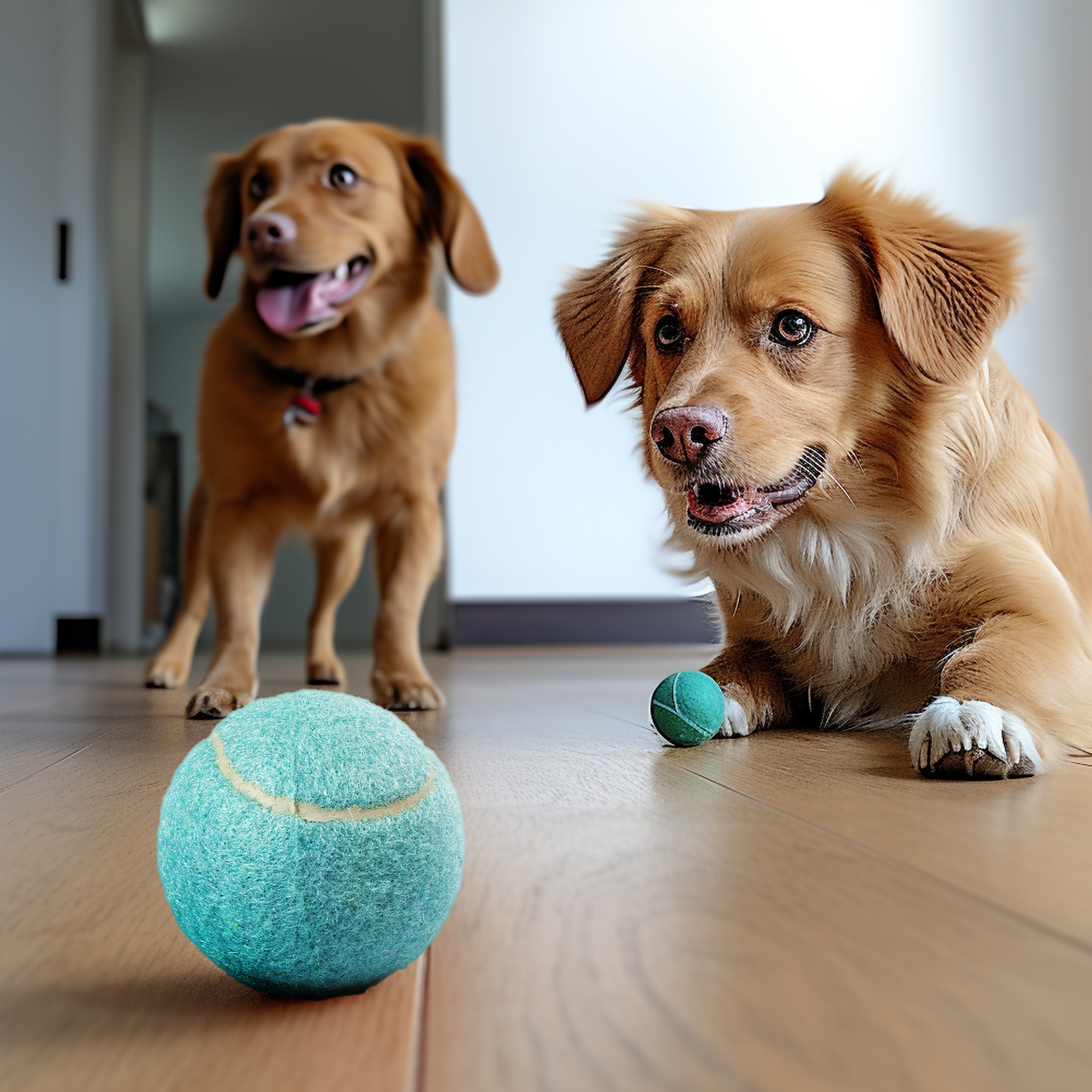 Pet Tennis Balls Interactive Dog Toy Ball Throwing Rubber Dog Chew Toys Macaron Color