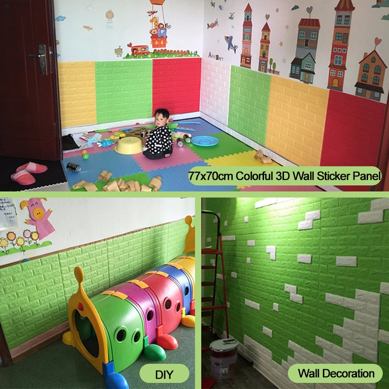 Soft Packages Design Style Waterproof Moistureproof 3D PE Foam Brick Wall Sticker 10mm Thick White Color Wall Decor Wallpaper