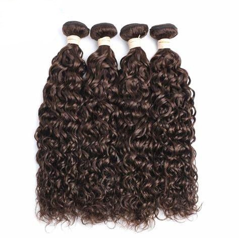#4 Medium Brown Water Wave Remy Human Hair Bundles Sew In Weave Bundles Brazilian Bundle Deals