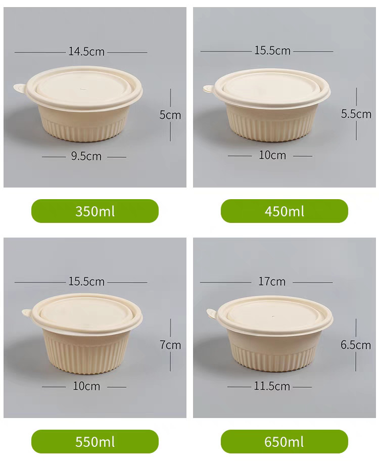 Disposable Blister Noodles Biodegradable Container Round Eco Friendly Bowl