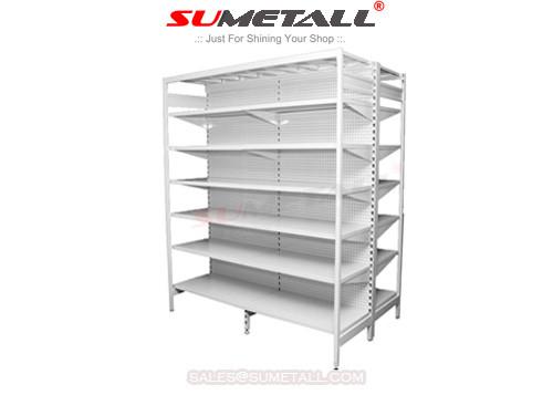 Steel Retail Store Shelving With Round Hole Peg Panel / Retail Shop Display