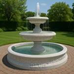 Marble Round Fountains Outdoor Front Yard Water Fountain Lights Home Decoration
