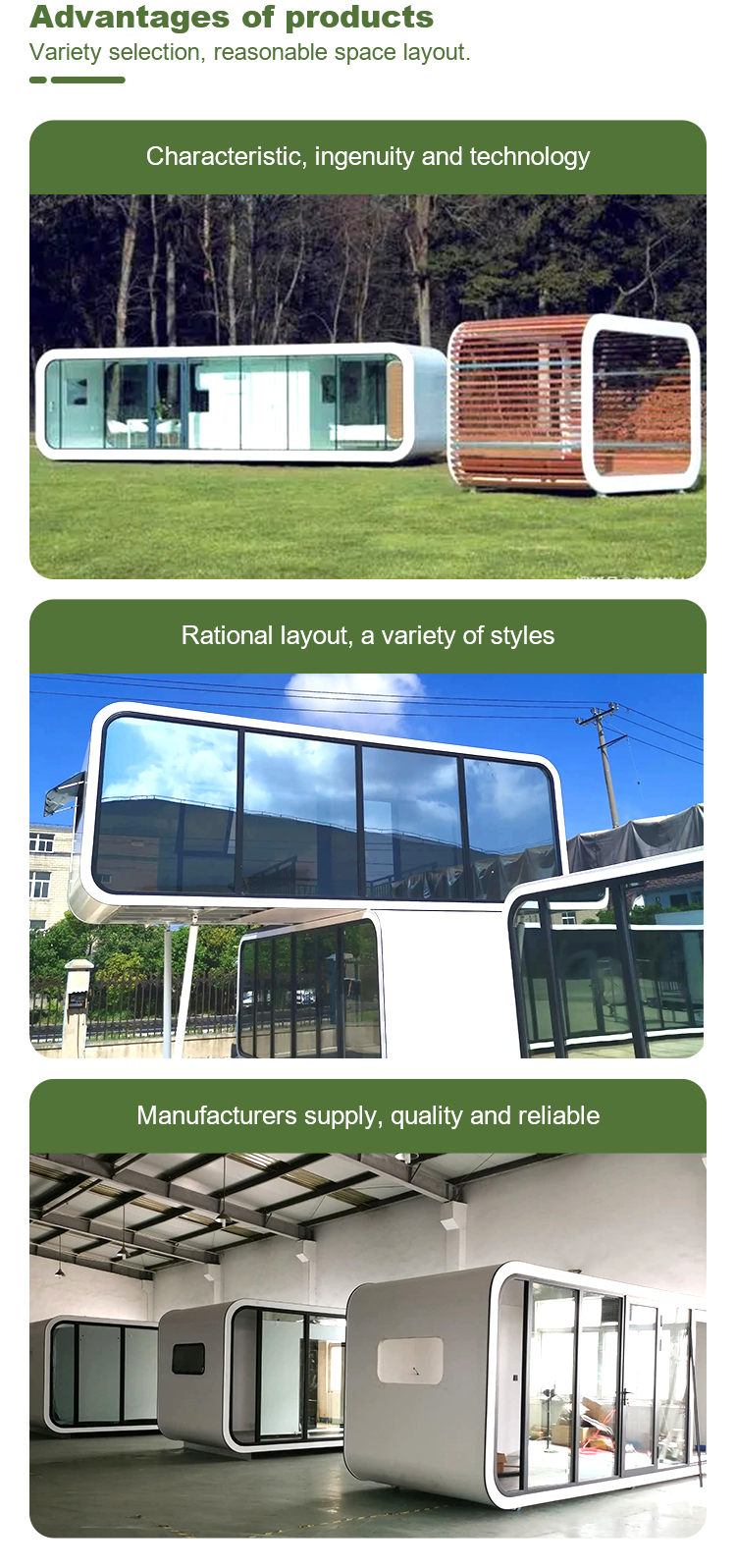 Luxury White Space Capsule Steel Prefab Home Apple Cabin Container House for Camping