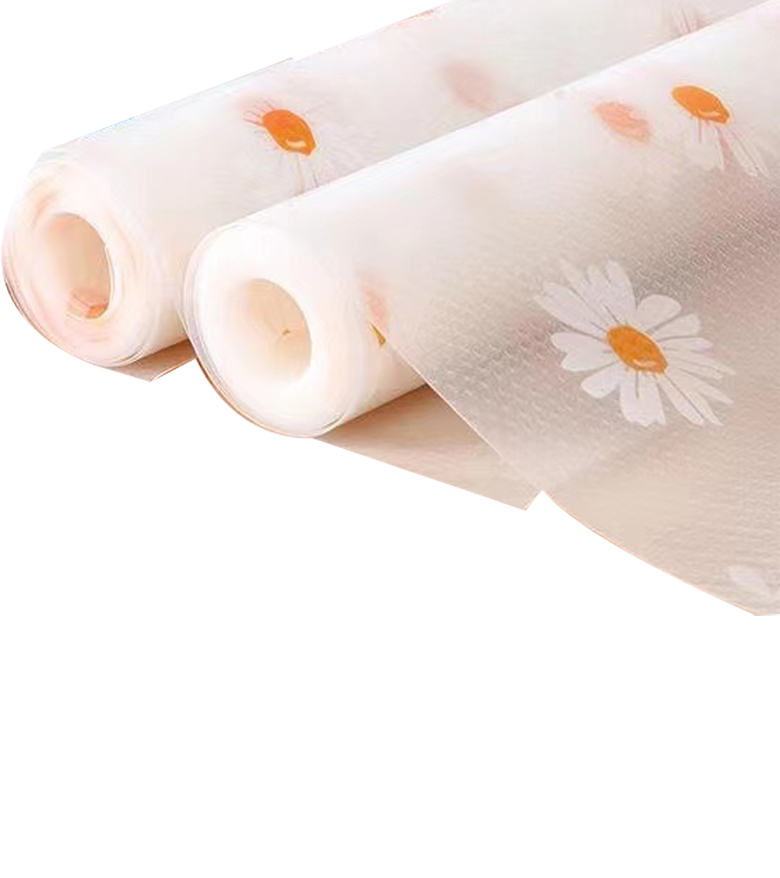 Durable Kitchen Cabinet Liner Fridge Liners and Mats with Small Chrysanthemum Pattern
