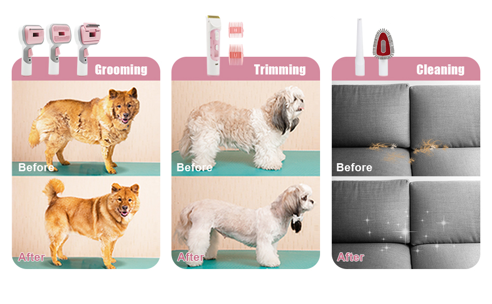 300W Pet Grooming Brush Clippers Vacuum Kit and Performance with Vacuum Cleaner Set