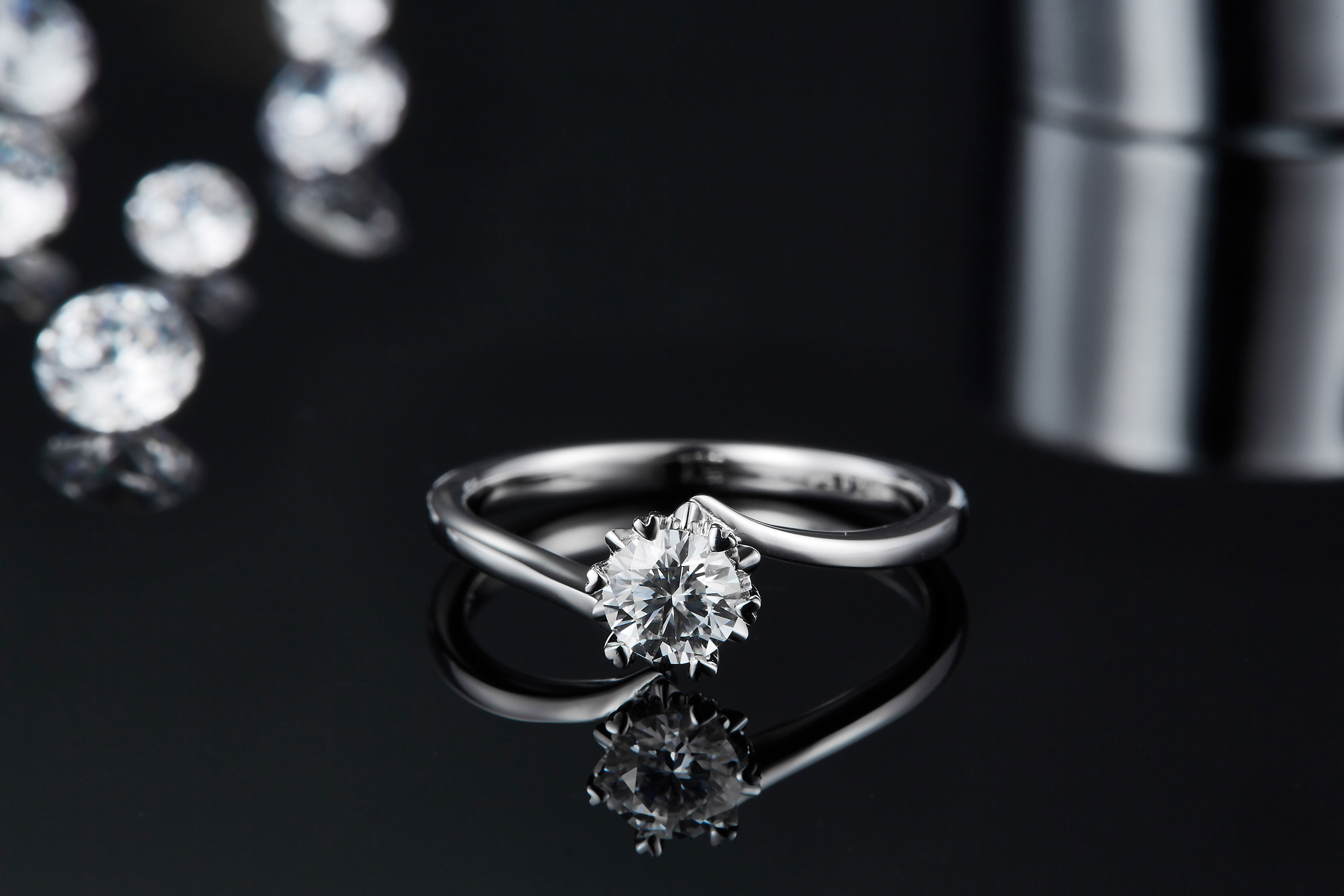 Lady 9k Round 7.5mm Moissanite Silver Ring Open Fashion Grandeur Jewelry