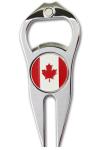 Metal magnetic golf divot tool golf pitch fork with bottle opener