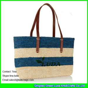 Quality LUDA striped straw beach handbags women's raffia tote hand resort bags wholesale