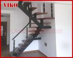 Steel Cable Stair VK92SC Treed American Oak WoodenHandrail Carbon Powder-coate