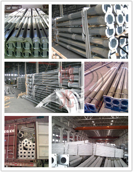 Professional Polygonal Galvanized CCTV Camera Pole Single Arm