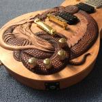Custom guitar, carved dragon pattern, ebony fingerboard, free shipping