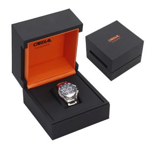 Quality elegant custom logo printed square wooden watch box for men wholesale