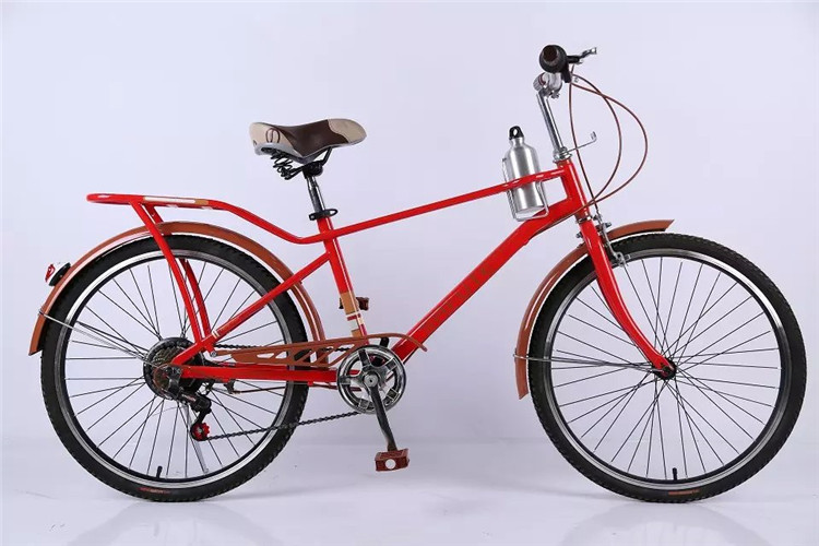 Carbon steel colorful 26 OL city bicicle for man with Shimano thumb shifter 7 speed with bottle