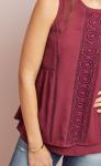 Women Red Sleeveless Top with Back zip