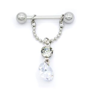 Quality Clear Round Zircon Stone Dangling Nipple Piercings Jewelry 14G 16mm wholesale