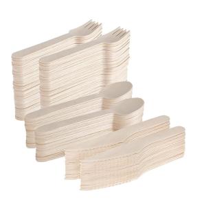 Quality 160mm Disposable Wooden Cutlery Set , Biodegradable Wooden Cutlery Individually Wrapped wholesale