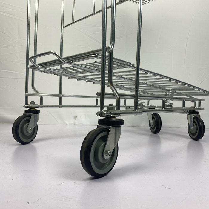 Foldable Warehouse Supermarket steel Q195 Double Layer Trolley