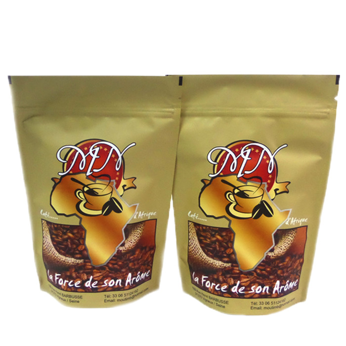 Biodegradable Coffee Cafe Tea Bag Black Foil Empty PE 500g With Valve