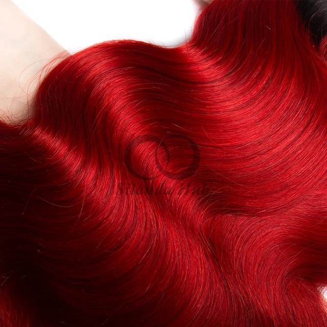 #T1B/Red Body Wave Remy Human Hair Bundles Sew In Weave Bundles Brazilian Bundle Deals