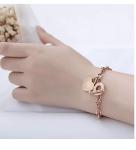20cm Texture Stainless Steel Bangle Heart Buckle Thick Gold Chain Bracelet