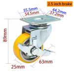 EDL Light Duty 2.5inch 80kg Aluminum Plate Caster by Rigid, Swivel and Brake