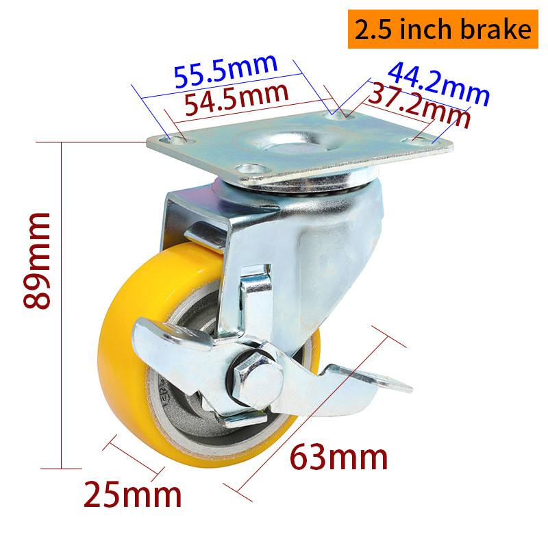 EDL Light Duty 2.5inch 80kg Aluminum Plate Caster by Rigid, Swivel and Brake type
