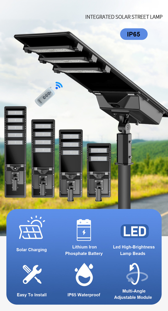 Waterproof Intelligent Outdoor Solar Street Lamps 100w With Remote Control Function