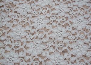 Quality Fashion Brushed White Lace Fabric Flower Shape , Stretchable 135cm Width CY-LQ0042 wholesale