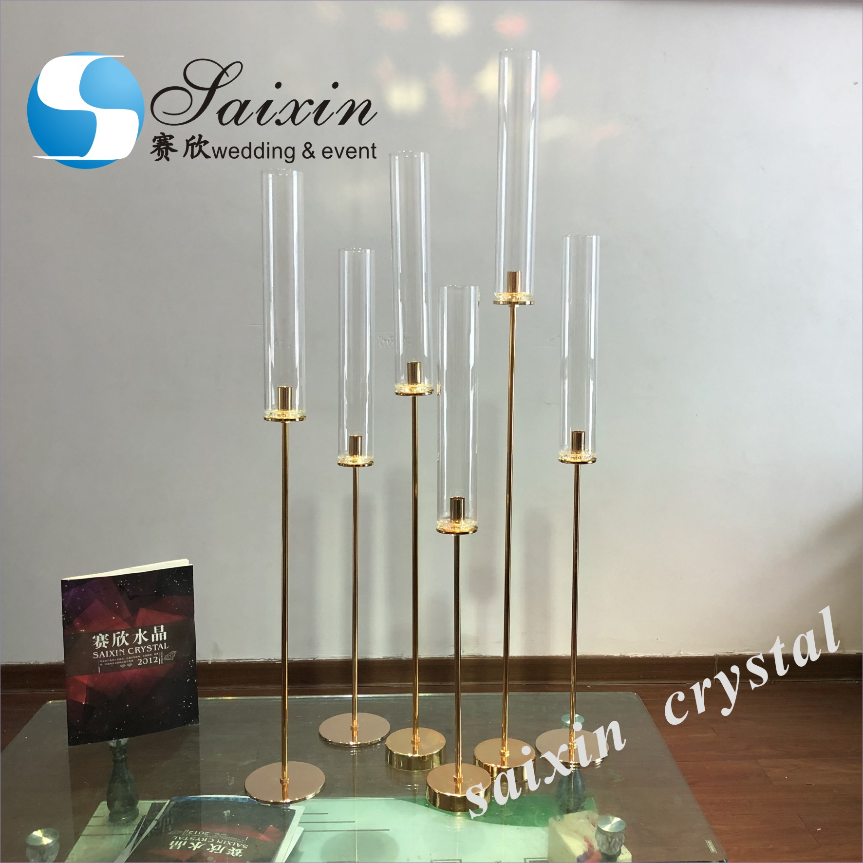 Wholesale wedding centerpieces single gold candle holder for event decor