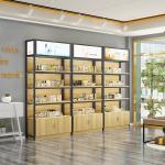 High Metal And Wood Shelving Unit For Skin Care, Product Adjustable Display