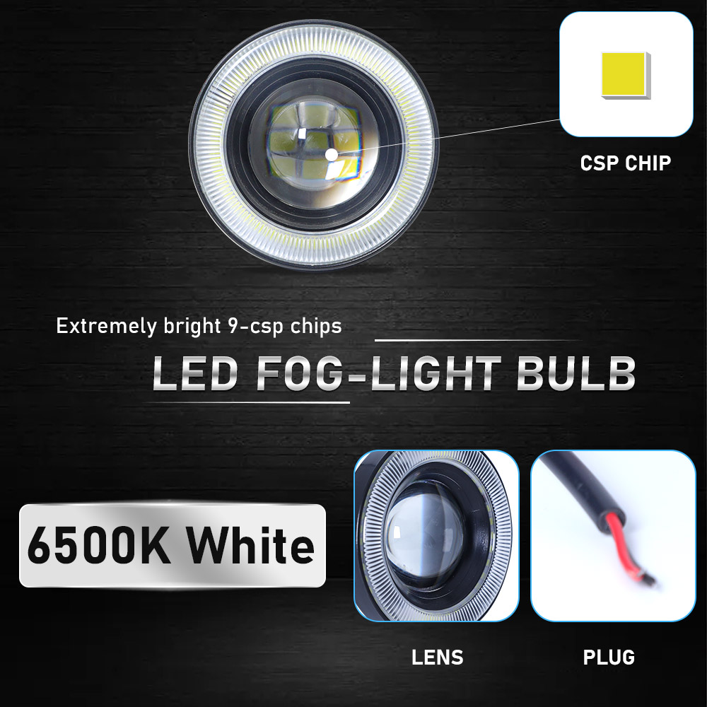 Circle Casing 89MM White 12V COB Beam Waterproof Universal Auto Fog Light