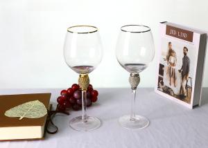 Quality Hand Blown 20Oz Lead Free Crystal Wine Glasses Gold Rim Diamond Decoration wholesale