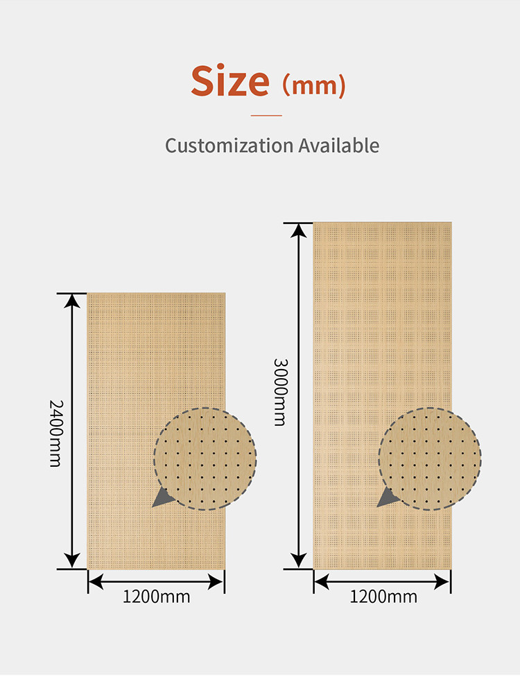 Decorative Natural Veneer Perforated Acoustic Wood Panels with E1 Grade Rating