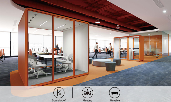 Middle Size 2 Person Sound Proof Office Cabin Isolate Sound Space Customized Size