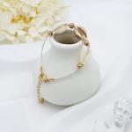 Alloy Shell Crystal Bead Bracelet White Stone Charms Stainless Steel Bangle