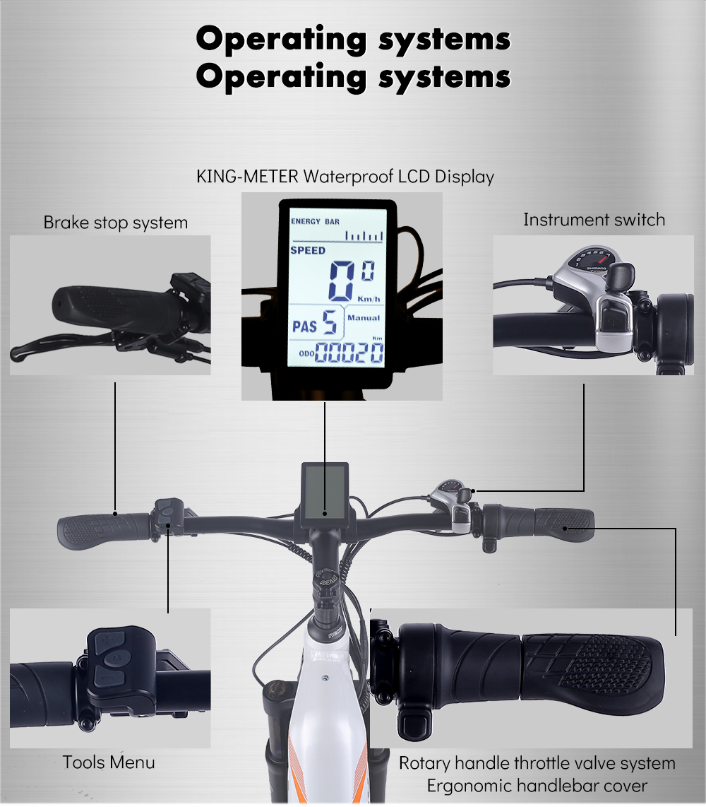 White 26 inch Electric Fat Tire Bike 7 Speed 48V 500W 17.5Ah Lithium Battery
